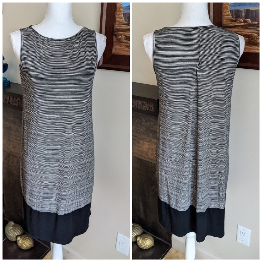 J.Jill Wearever Collection XS Sleeveless Stripe Colorblock Dress Pleat Back 164